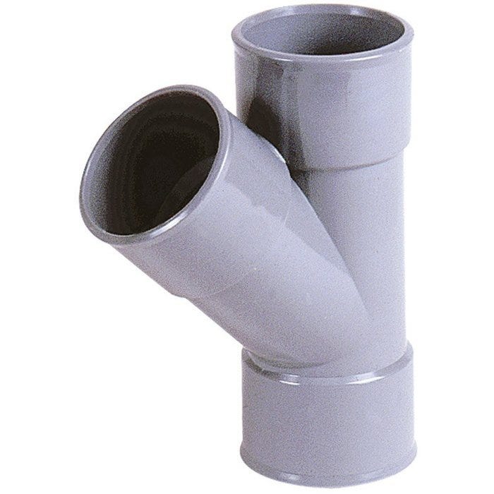 Culotte PVC gris 45° - Ø 40 mm - Triple emboîture - Nicoll 0