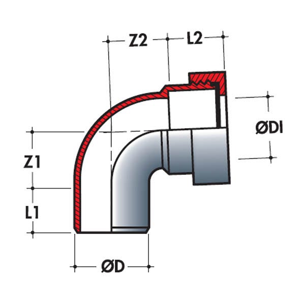Adaptateur PVC gris coudé 87°30 - Ø 40 mm - Simple emboîture - Nicoll 1