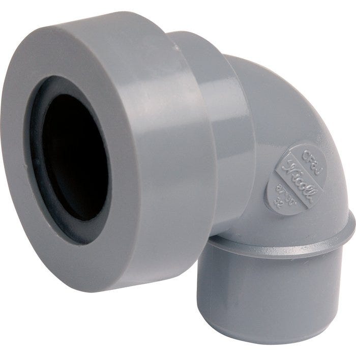Adaptateur PVC gris coudé 87°30 - Ø 40 mm - Simple emboîture - Nicoll 0