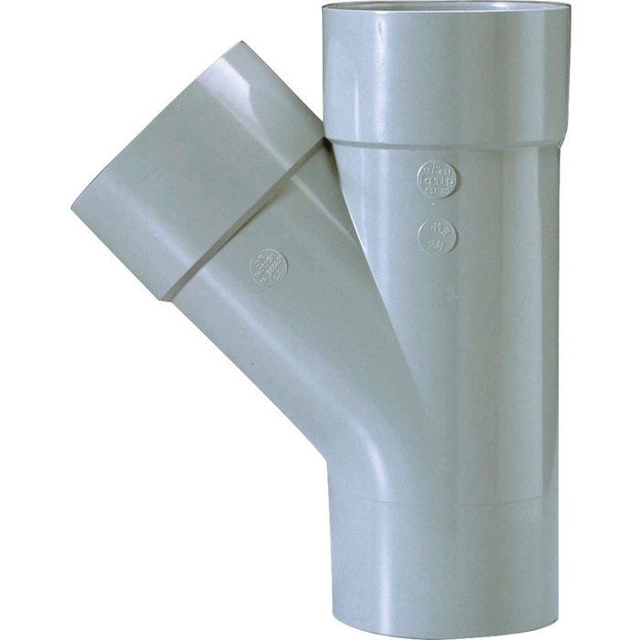 Culotte PVC gris 45° - Ø 125 mm - Double emboîture - Girpi 0