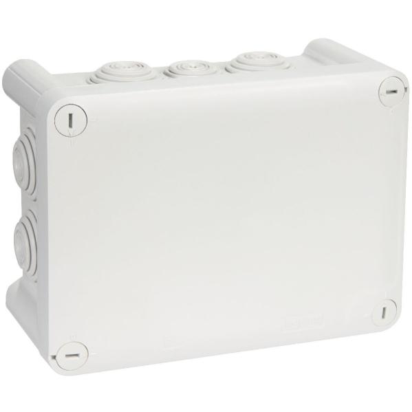 Boîte Grise Rectangulaire - 180 X 140 Mm - 10 Embouts - Couvercle Vis 1/4 De Tour - Plexo - Legrand