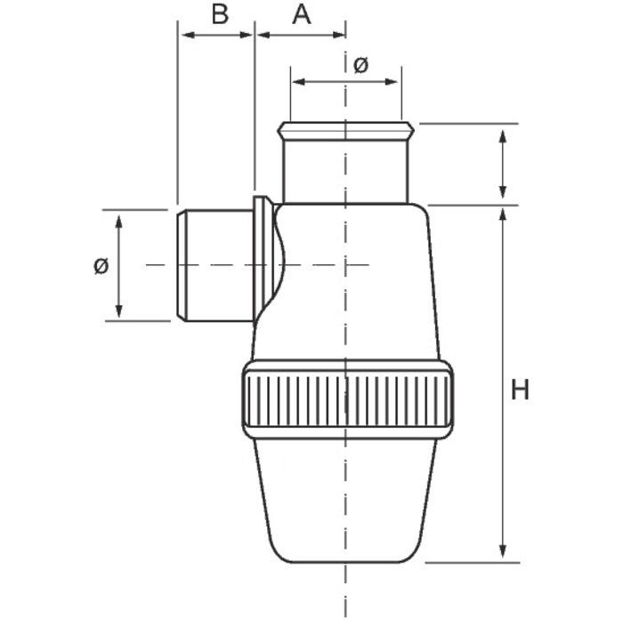 Siphon de parcours PVC gris vertical - Mâle / femelle - Ø 40 mm - Nicoll 1
