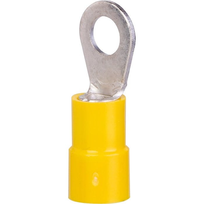 Cosses PVC jaune à anneau pré-isolée à sertir - Ø tête 10 x 5,6 mm - Section 4 - 6 mm² - Vendu par 100 - Klauke 0