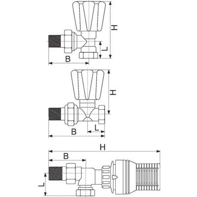Robinet de radiateur équerre inversé à visser - F 1/2' - Thermostatisable - RBM 1
