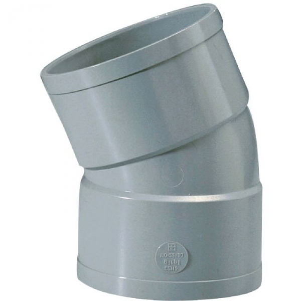 Raccord PVC gris coudé 22°30 - Ø 50 mm - Double emboîture - Girpi