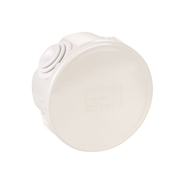 Boîte Blanche Ronde - Ø 65 Mm - 4 Embouts - Couvercle Enclipsable - Gewiss