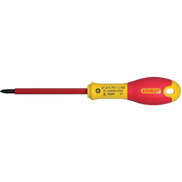 Tournevis électricien cruciforme - PH1 - Ø 5 mm - Lame 10 cm - Isolé 1000 V - Stanley Fatmax