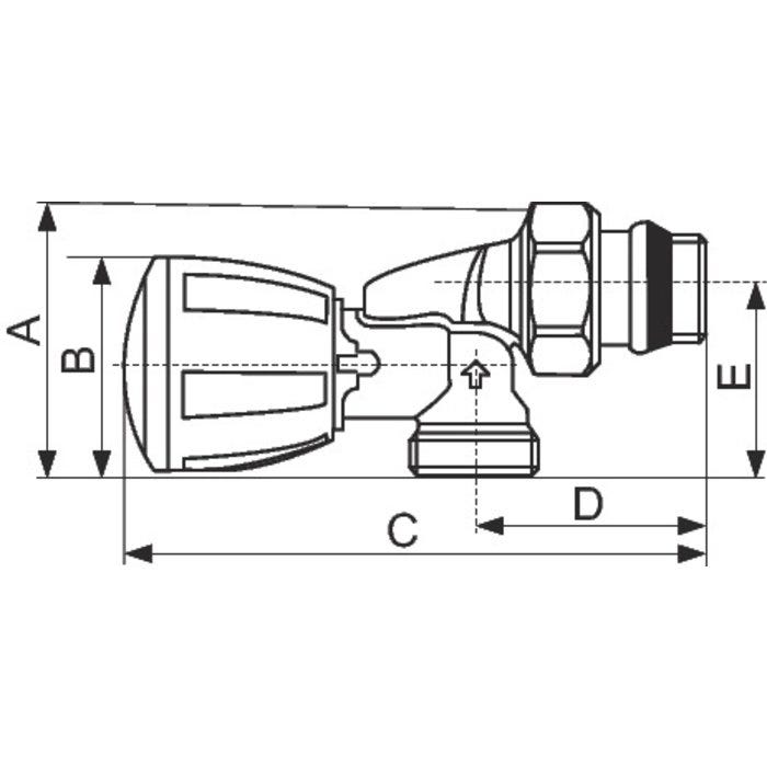 Robinet de radiateur équerre inversé série alésage r435 tg - Giacomini 1