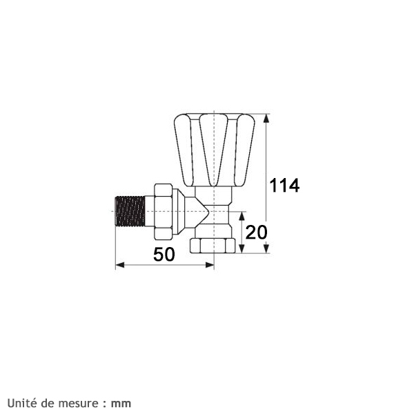 Robinet de radiateur équerre à visser - F 3/8' - Simple réglage - RBM