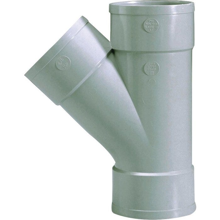 Culotte PVC gris 45° - Ø 32 mm - Triple emboîture - Girpi 0