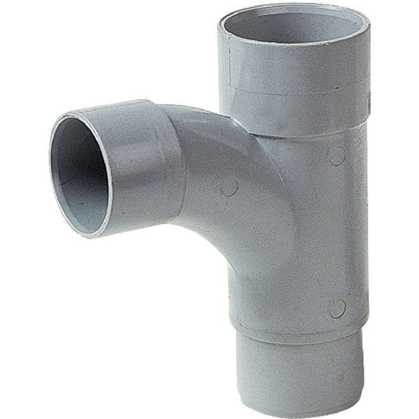 Pied de biche PVC gris réduit 87°30 - Ø 50 - 40 - 50 mm - Double emboîture - Girpi