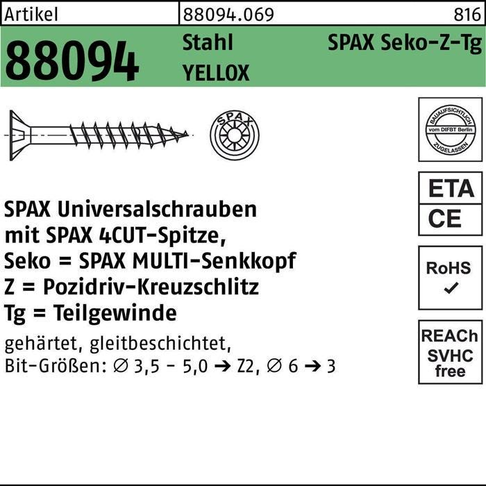 Vis agglo - Spax - Tête fraisée - PZ - Filetage partiel - 4 x 40/30 mm - Boîte de 1000 4