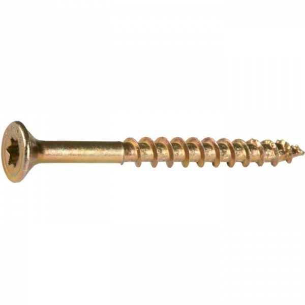 Vis Bois Tête Fraisé T25 - Ø 5 Mm - 100/61 Mm - Zingué Jaune - Boîte De 200 Pièces - Spax