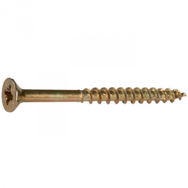 Vis Bois Tête Fraisé Pz2 - Ø 5 Mm - 50/30 Mm - Zingué Jaune - Boîte De 500 Pièces - Spax