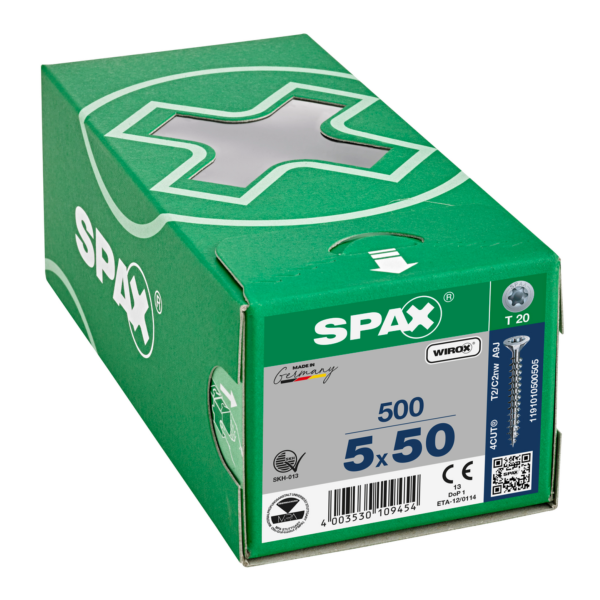 Vis universelle tête fraisée Torx filetage total WIROX 5X50 boîte de 500 - SPAX - 1191010500505 2