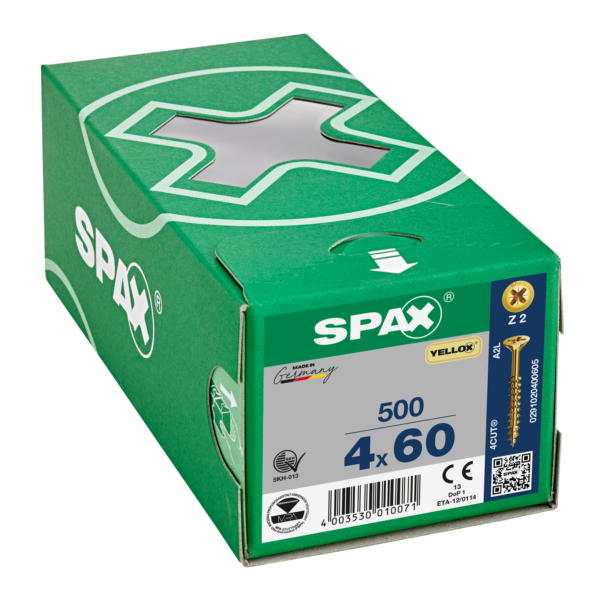 Vis agglo - Spax - Tête fraisée - PZ - Filetage partiel - 4 x 60/36 mm - Boîte de 500 2