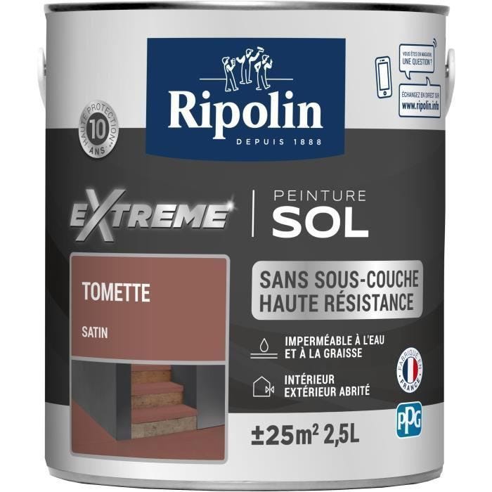Ripolin Peinture Pour Sol Interieur + Exterieur - Tomette Satin, 2,5l 1