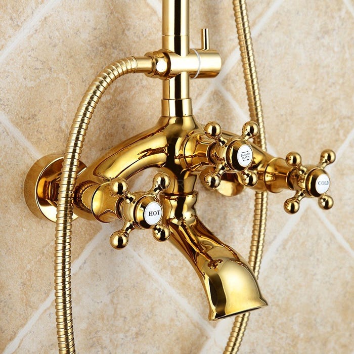 KROOS Colonne de douche mélangeur style doré forme cloche 1