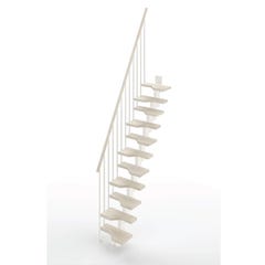 Escalier droit gain de place 10 marches - Hauteur à franchir de 2.21 à 2.61m - Largeur 61cm - Couleur bois et blanc - MINI61/I/SBMBLA-10 0