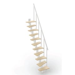 Escalier droit gain de place 13 marches - Hauteur à franchir de 2.80m à 3.32m - Largeur 60cm - Couleur bois et blanc - SMALL60/I-SBNAT-13 0
