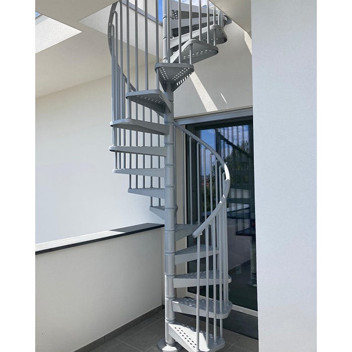 Escalier hélicoïdal extérieur 12 marches - Hauteur à franchir de 2.52 à 2.76m - Diamètre 1.20m - Couleur zinc - EXTERIOR120/Z-12 2