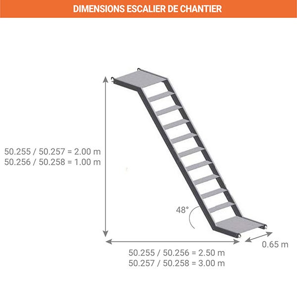 Escalier de chantier - Hauteur à franchir 2m / Longueur 2.50m - 50.255 1