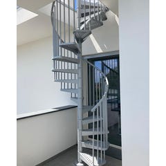 Escalier hélicoïdal extérieur 11 marches - Hauteur à franchir de 2.31 à 2.53m - Diamètre 1.40m - Couleur zinc - EXTERIOR140/Z-11 2