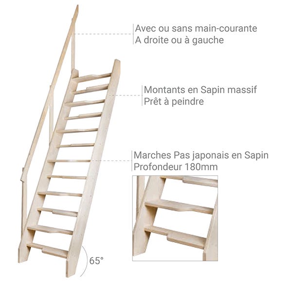 Escalier de meunier avec main courante à gauche - Hauteur à franchir 3.00m max - MSA-MCG 3