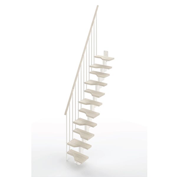 Escalier droit gain de place 12 marches - Hauteur à franchir de 2.61 à 3.09m - Largeur 61cm - Couleur bois et blanc - MINI61/I/SBMBLA-12 0