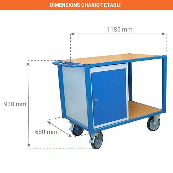 Chariot établi polyvalent avec 1 placard - charge max 500kg - 880002992 1