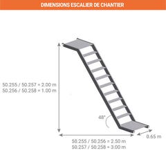 Escalier de chantier - Hauteur à franchir 2m / Longueur 3m - 50.257 1