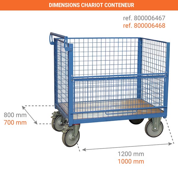Chariot conteneur grillagé sans toit - Capacité 500kg / 640 Litres - 800006468 1