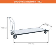 Chariot porte table rectangulaire - charge max 400kg - 800007628 0