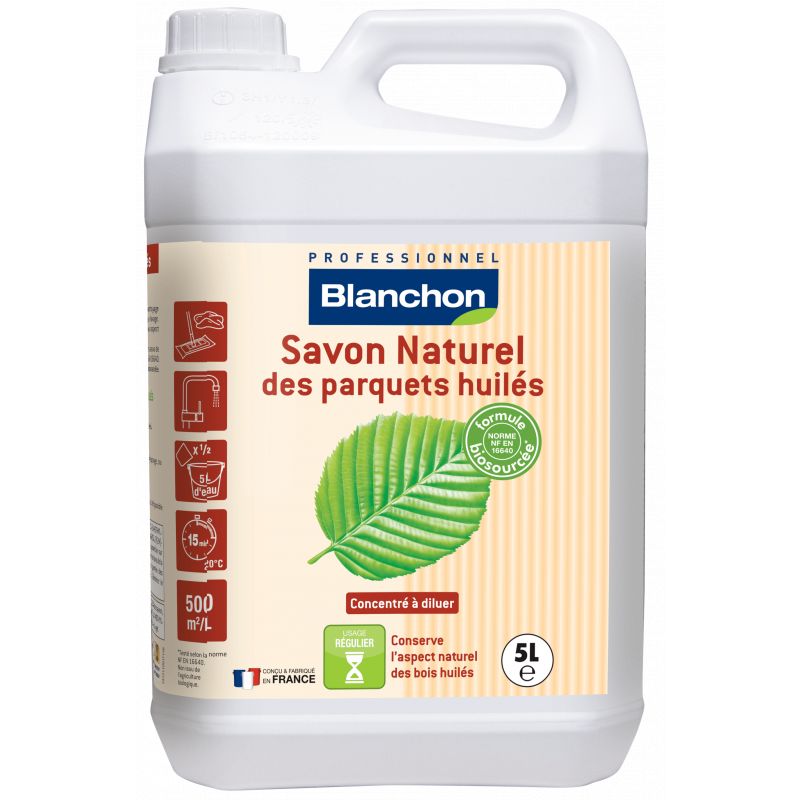 BLANCHON Savon Naturel pour parquets en bois huilés 5L