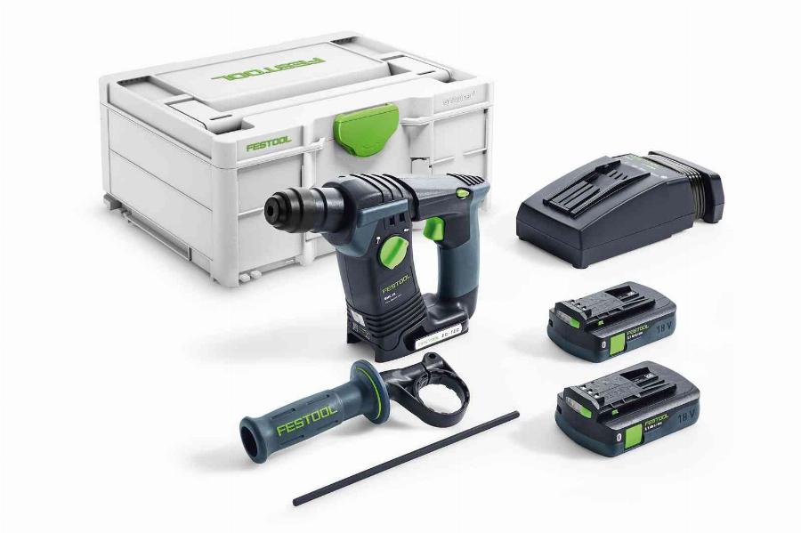 Perforateur sans fil bhc 18 li 3,1 i-plus festool - 2 batteries 3.1 ah, chargeur, coffret + poignée - 576515