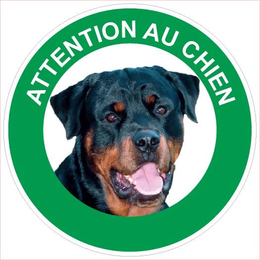 Panneau Attention au chien Rottweiler - Rigide Ø180mm - 4040387 0