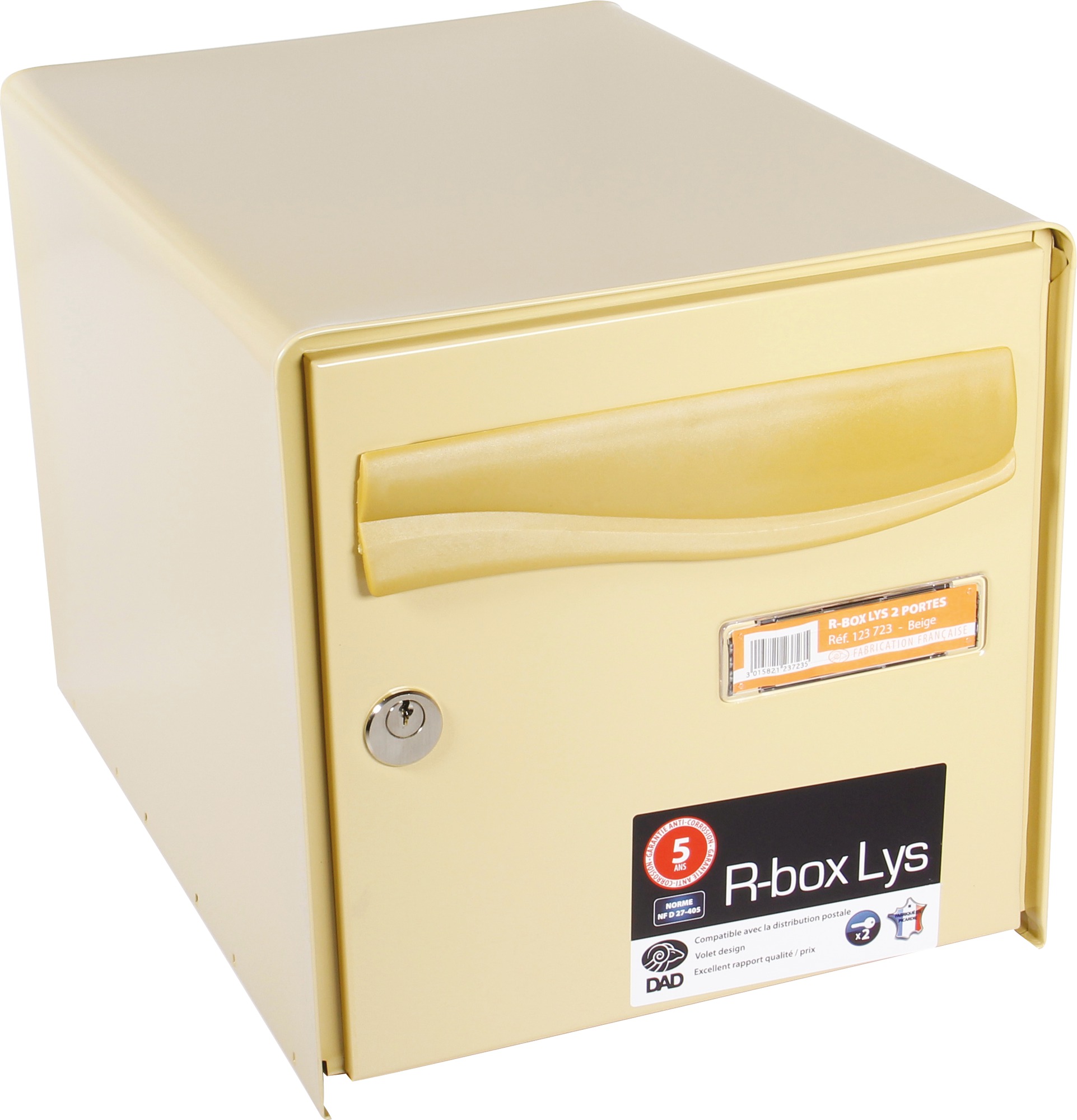 Boîte aux lettres à ouverture totale R-Box Lys Decayeux - Double face - Beige