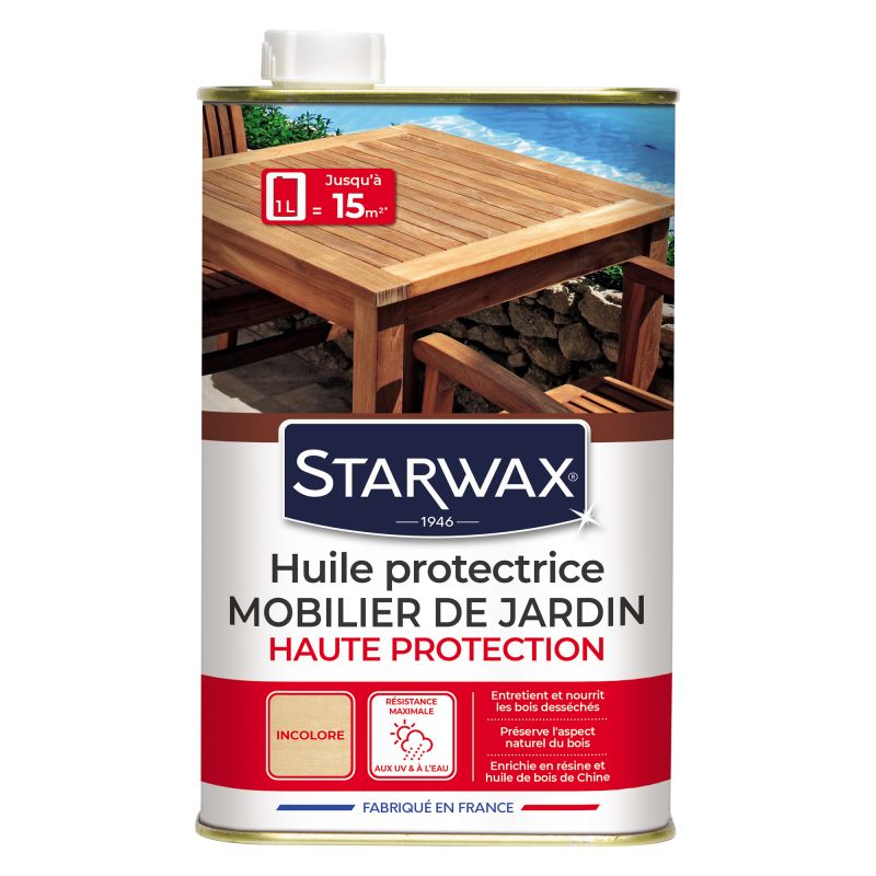 Huile protectrice bois extérieur teck 1l STARWAX -ST0193