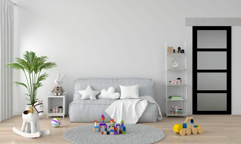 PORTE COULISSANTE MODELE TELIA EN ENROBE NOIR largeur 83 avec rail aluminium avec bandeau blanc