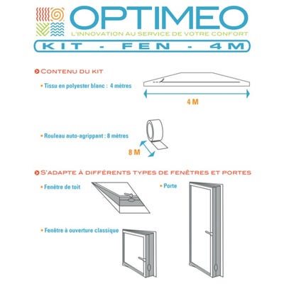 Kit Fenêtre Universel Longueur 4m Calfeutrage Porte Et Fenêtre Pour Climatiseur Mobile Kit-fen-4m Optimeo