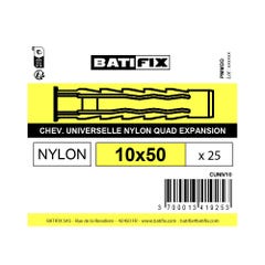 Boite 25 chevilles 10 x 60mm multimatériaux nylon - Batifix 1