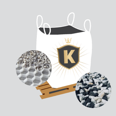 Kit Graviers blanc et noir + dalles stabilisatrices = 1 Big Bag gravier blanc et noir 12/16 1,5T [environ 20m2] + 20m2 dalles 0