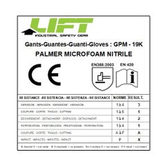 Gants de bricolage mécanique LIFT SAFETY PALMER MICROFOAM NITRILE XL 2