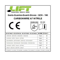 Gants de protection anti coupure LIFT SAFETY CARBONWIRE A7 NITRILE MICROFOAM L 2