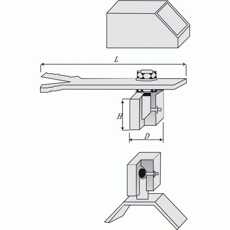 Pivot à sceller de portail pour tubes carrés 35 x 35 mm 1
