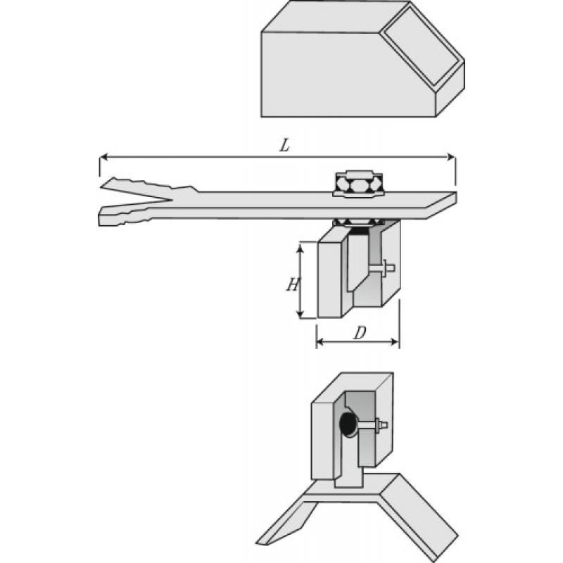 Pivot à sceller de portail pour tubes carrés 35 x 35 mm 2