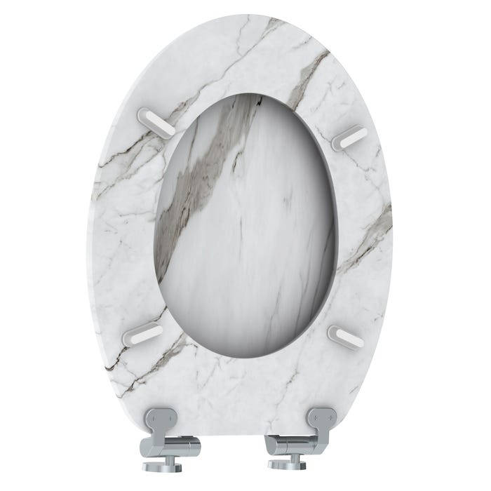 Abattant WC en bois compressé décor marbre blanc 4 faces NATURO 2
