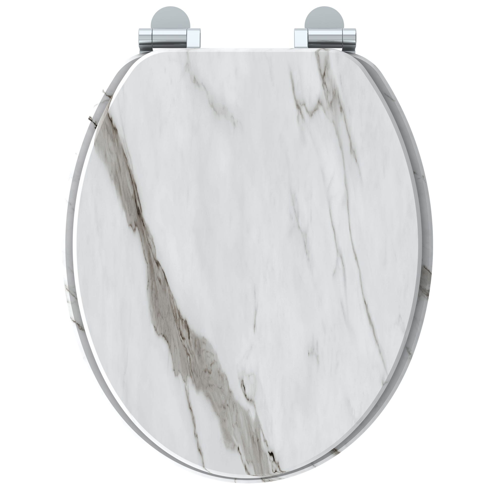 Abattant WC en bois compressé décor marbre blanc 4 faces NATURO 4