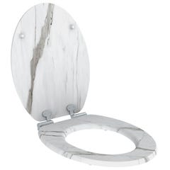 Abattant WC en bois compressé décor marbre blanc 4 faces NATURO