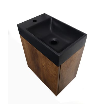 Meuble lave-mains JAVA PACK noyer + vasque noire 40,2 x 48,6 x 25,1 cm